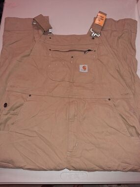 Carhartt Brown Canvas Work Bib Overalls 38x30